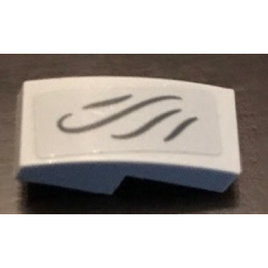 light bluish gray slope curved 2 x 1 x 2 3 with curved lines pattern left side sticker - set 71043