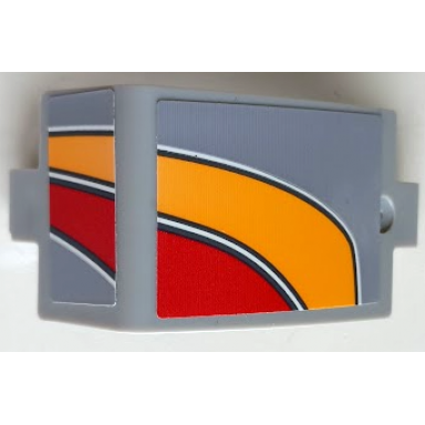 light bluish gray technic panel curved 3 x 5 x 3 with bright light orange red and white curved stripes pattern model right side stickers - set 42098