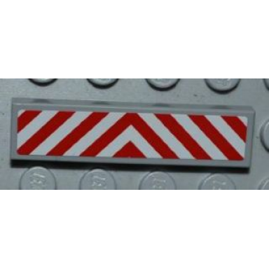 light bluish gray tile 1 x 4 with red and white chevron danger stripes thin pattern sticker - set 4645