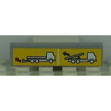 light bluish gray tile 1 x 4 with truck flatbed and arrows operating icons pattern sticker - set 8109