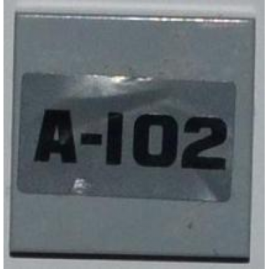 light bluish gray tile 2 x 2 with black a-102 pattern sticker - set 8199