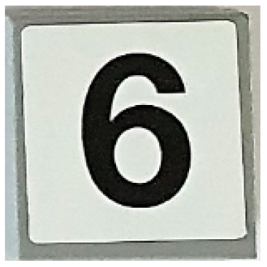light bluish gray tile 2 x 2 with black number 6 on white background pattern sticker - set 8155