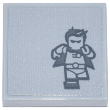 light bluish gray tile 2 x 2 with dark bluish gray robin minifigure running pattern sticker - set 76271