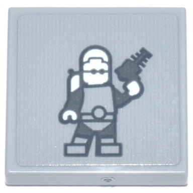 light bluish gray tile 2 x 2 with dark bluish gray mr freeze minifigure with gun white head hands and air tanks pattern sticker - set 76271