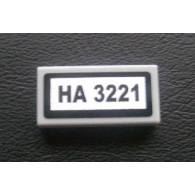 light bluish gray tile 1 x 2 with ha 3221 pattern sticker - set 3221
