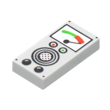 light bluish gray tile 1 x 2 with pegged gauge red green and black buttons speaker pattern