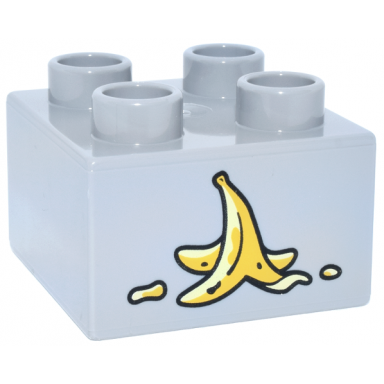 light bluish gray duplo brick 2 x 2 with yellow and bright light yellow banana peel pattern