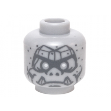 light bluish gray minifigure head alien gargoyle with cracks fangs and speckled stone pattern