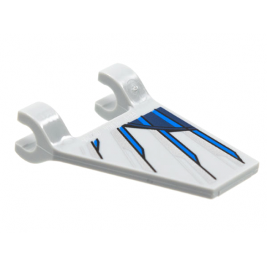 light bluish gray flag 2 x 2 trapezoid with blue dark blue and silver mechanical wing pattern on both sides
