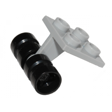 light bluish gray plate modified 2 x 2 thin with dual wheels holder - split pins with black wheels 8mm d x 9mm hole notched for wheels holder pin 4870 74967