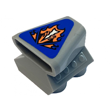 light bluish gray vehicle air scoop engine top 2 x 2 with orange flames on blue background pattern sticker - set 8197