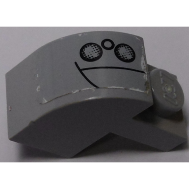 light bluish gray slope curved 2 x 1 x 1 1 3 with recessed stud with 3 running lights pattern model right side sticker - set 8654