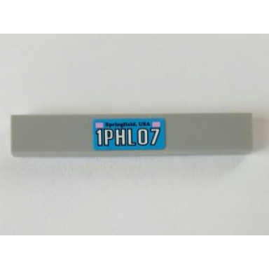 light bluish gray tile 1 x 6 with blue springfield usa and 1phl07 pattern sticker - set 71006