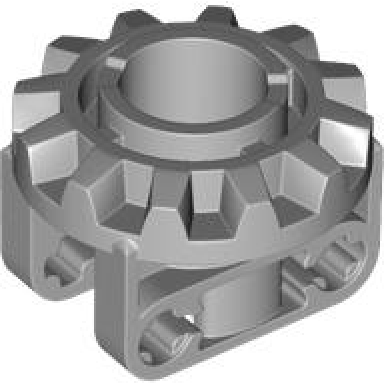 light bluish gray technic gear 12 tooth bevel with large rotation joint pin hole and axle holes