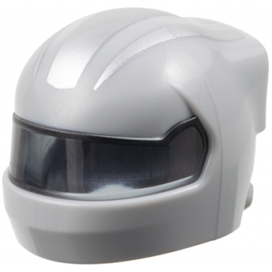 light bluish gray minifigure headgear helmet formula 1 with molded trans-black visor and printed silver stripes pattern