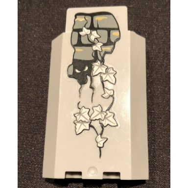light bluish gray panel 3 x 3 x 6 corner wall without bottom indentations with bricks 11 white ivy leaves and white eyes looking right pattern glow in the dark sticker - set 9468