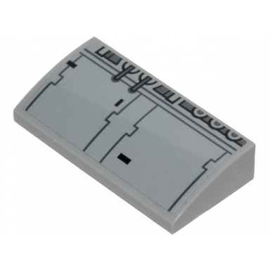 light bluish gray slope curved 2 x 4 x 2 3 with bottom tubes with sw millennium falcon pattern 7 sticker - set 75257