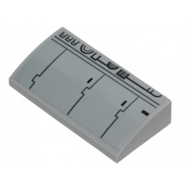 light bluish gray slope curved 2 x 4 x 2 3 with bottom tubes with sw millennium falcon pattern 8 sticker - set 75257
