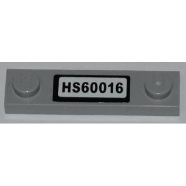 light bluish gray plate modified 1 x 4 with 2 studs without groove with hs60016 pattern sticker - set 60016