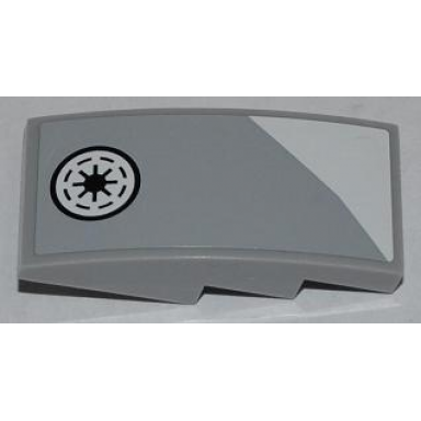 light bluish gray slope curved 4 x 2 with white triangular shape and sw republic pattern model right side sticker - set 9498