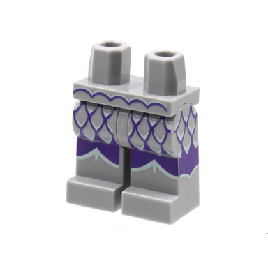 light bluish gray hips and legs with dark purple scallop lines and knee pads pattern