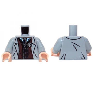 light bluish gray torso jacket with vest star badge and dark bluish gray tie pattern light bluish gray arms light nougat hands