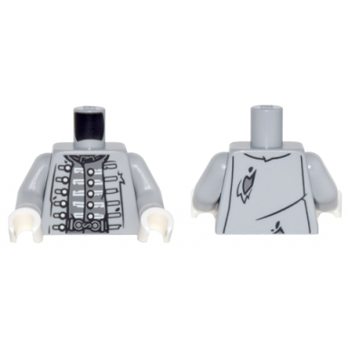 light bluish gray torso potc naval officer uniform tattered with silver buttons and white trim vest belt buckle pattern light bluish gray arms white hands