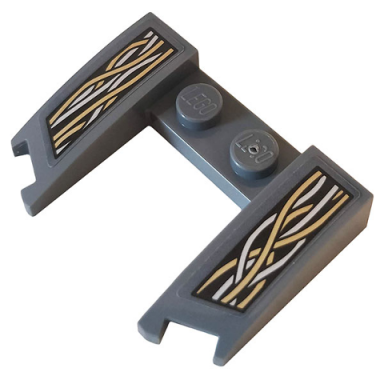 dark bluish gray wedge 3 x 4 x 2 3 curved with cutout with bundled wires pattern stickers - set 76109