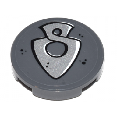dark bluish gray tile round 2 x 2 with bottom stud holder with silver elves arrowhead pattern sticker - set 41179