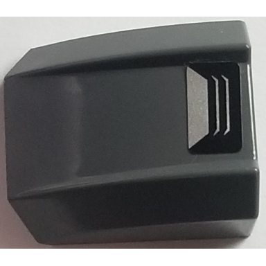 dark bluish gray slope curved 2 x 2 lip with silver trapezoid and vents on black background pattern sticker - set 7802