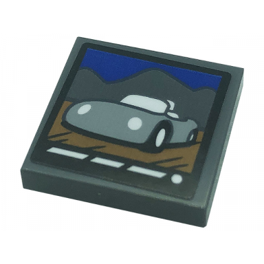 dark bluish gray tile 2 x 2 with light bluish gray car pattern sticker - set 21328