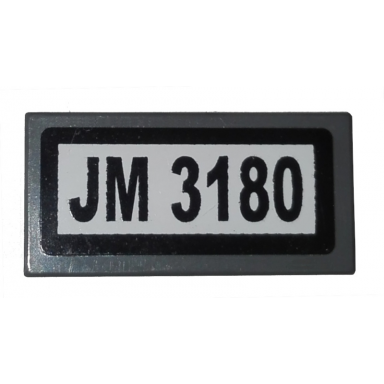 dark bluish gray tile 1 x 2 with black jm 3180 pattern on white background sticker - set 3180