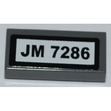 dark bluish gray tile 1 x 2 with jm 7286 pattern sticker - set 7286