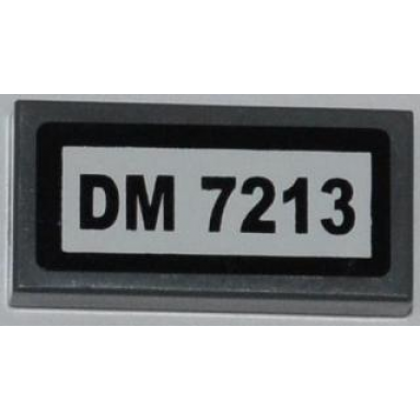 dark bluish gray tile 1 x 2 with dm 7213 pattern sticker - set 7213