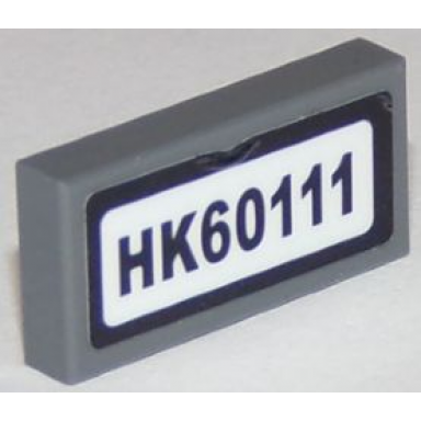 dark bluish gray tile 1 x 2 with black hk60111 pattern sticker - set 60111