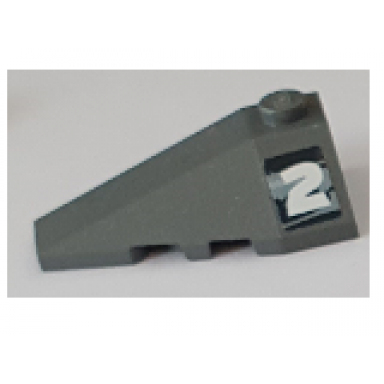 dark bluish gray wedge 4 x 2 triple left with white number 2 and black and gray swirl pattern 1 sticker - set 8161