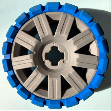 wheel 72 x 34 with blue tire 94 x 40 balloon offset tread
