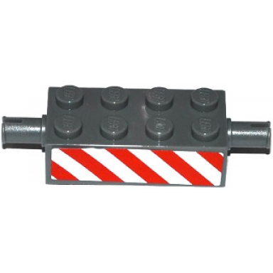 dark bluish gray brick modified 2 x 4 with pins with red and white danger stripes pattern sticker - set 60080