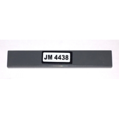 dark bluish gray tile 1 x 6 with jm 4438 pattern sticker - set 4438