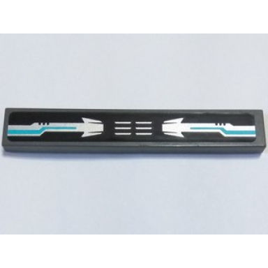 dark bluish gray tile 1 x 6 with silver and medium azure circuitry and vents pattern sticker - set 70165