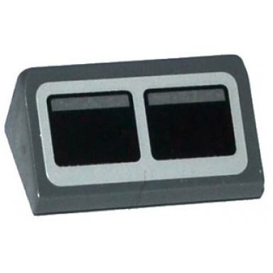 dark bluish gray slope 30 1 x 2 x 2 3 with 2 black squares on light bluish gray background pattern sticker - set 75052