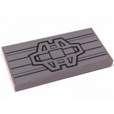 dark bluish gray tile 2 x 4 with mechanical wing panel pattern sticker - set 7961