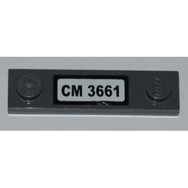 dark bluish gray plate modified 1 x 4 with 2 studs without groove with cm 3661 pattern sticker - set 3661