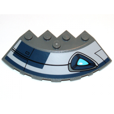 dark bluish gray brick round corner 6 x 6 with slope 33 edge facet cutout with blue eye and black lines pattern model left side sticker - set 75013