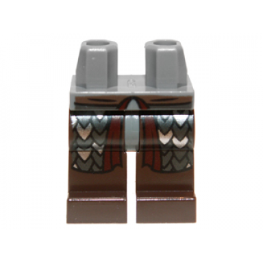 dark bluish gray hips and dark brown legs with scale mail pattern