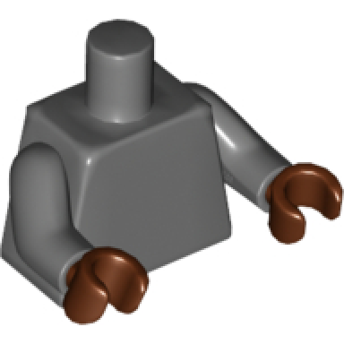 dark bluish gray torso plain dark bluish gray arms reddish brown hands