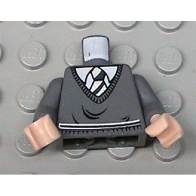 dark bluish gray torso harry potter sweater and green striped tie pattern dark bluish gray arms light nougat hands