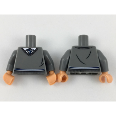 dark bluish gray torso sweater with white shirt dark blue and light bluish gray tie and trim ravenclaw pattern 1 dark bluish gray arms nougat hands
