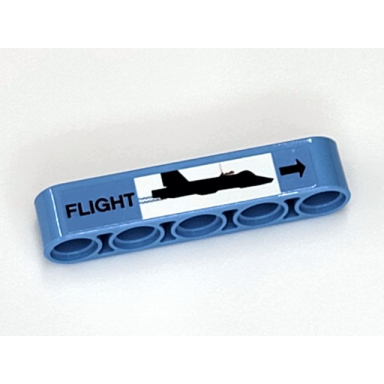 medium blue technic liftarm thick 1 x 5 with black airplane in flight pattern sticker - set 42066