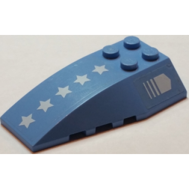 medium blue wedge 6 x 4 triple curved with 5 white stars and fading arrow pattern model right side stickers - set 7709